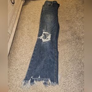 Frayed Hem Blue Cropped Jeans